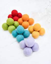 Wool Felt Balls In A Pouch - Colourful 3cm 30 Balls