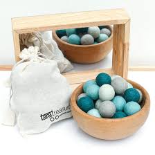 Wool Felt Balls In A Pouch Coastal Colours 3cm 30 Balls