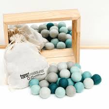 Wool Felt Balls In A Pouch Coastal Colours 3cm 30 Balls