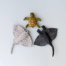 Felt Sea Reef Creatures Toys - Manta Ray, Eagle Ray & Green Sea Turtle