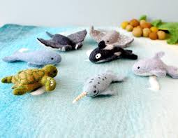 Felt Sea Reef Creatures Toys - Manta Ray, Eagle Ray & Green Sea Turtle