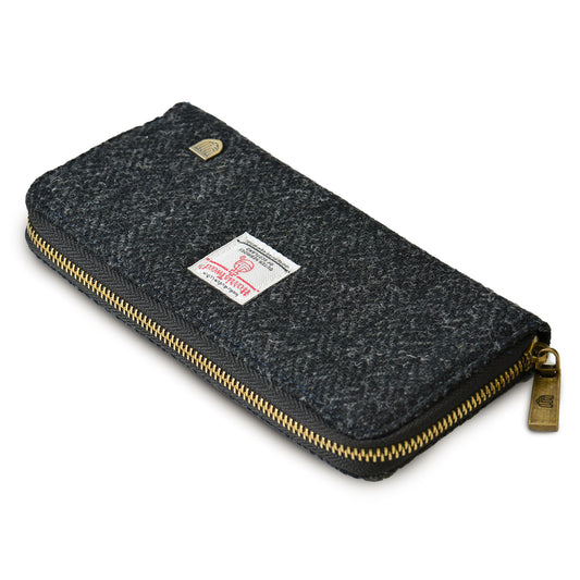 Islanderuk Black Herringbone Tweed Purse