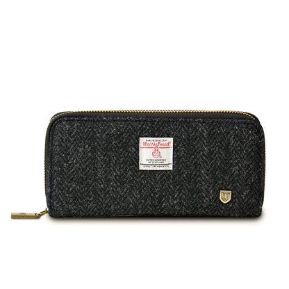 Islanderuk Black Herringbone Tweed Purse