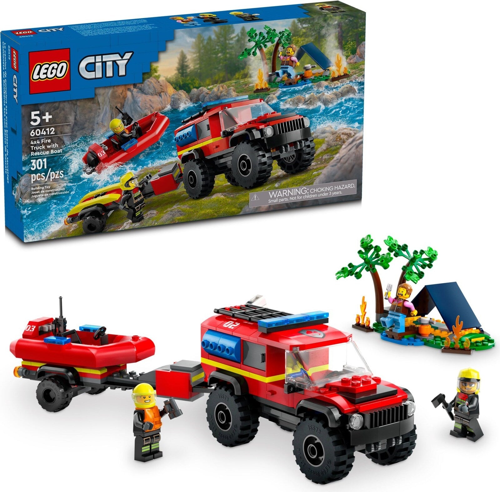 Lego 60412 4x4 Fire Engine With Rescue Boat City 5+