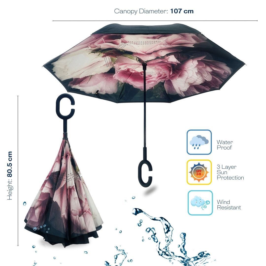 Vintage Roses Reverse Sun Safe Umbrella