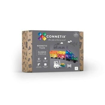 Connetix Magnetic Tiles  Rainbow Transport Pack  50 Pieces