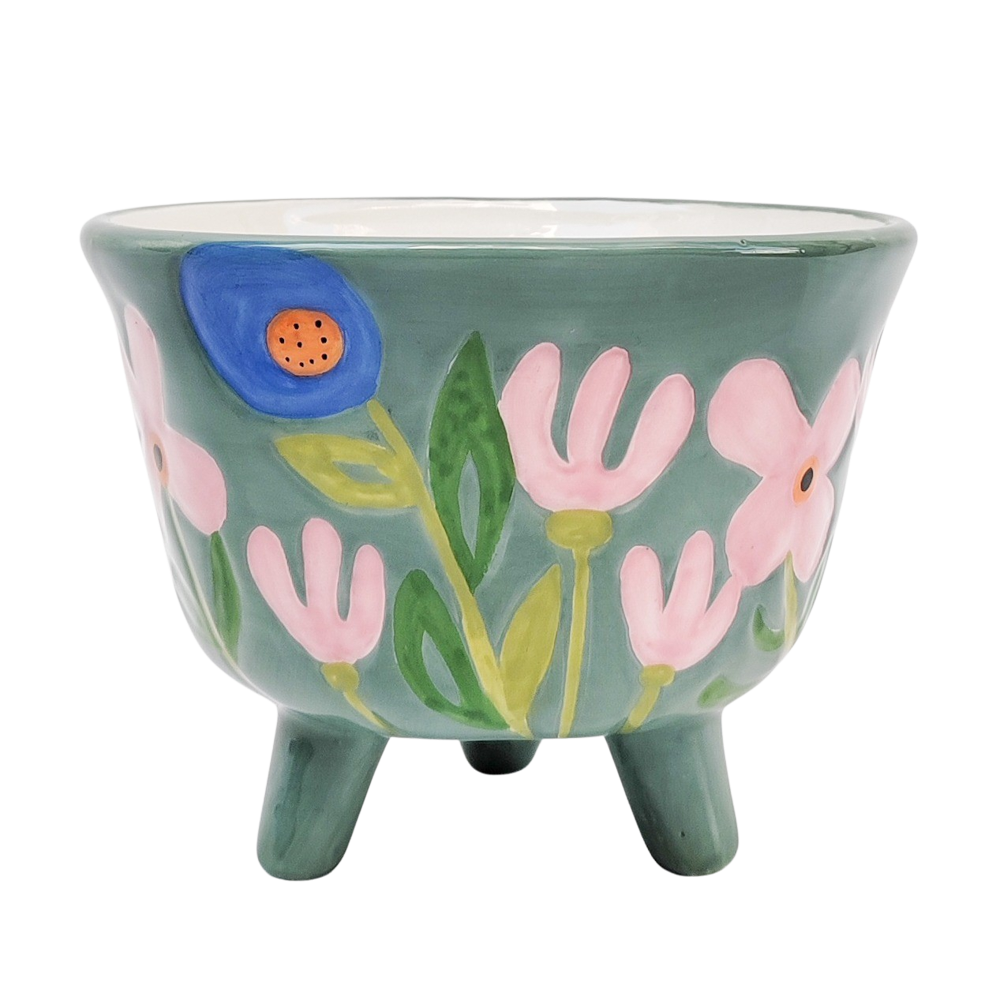 16cm Naive Floral Planter Sage