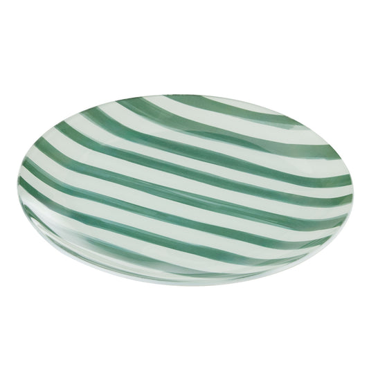 Lulu Green Stripe Large Glass Plate - Emporium