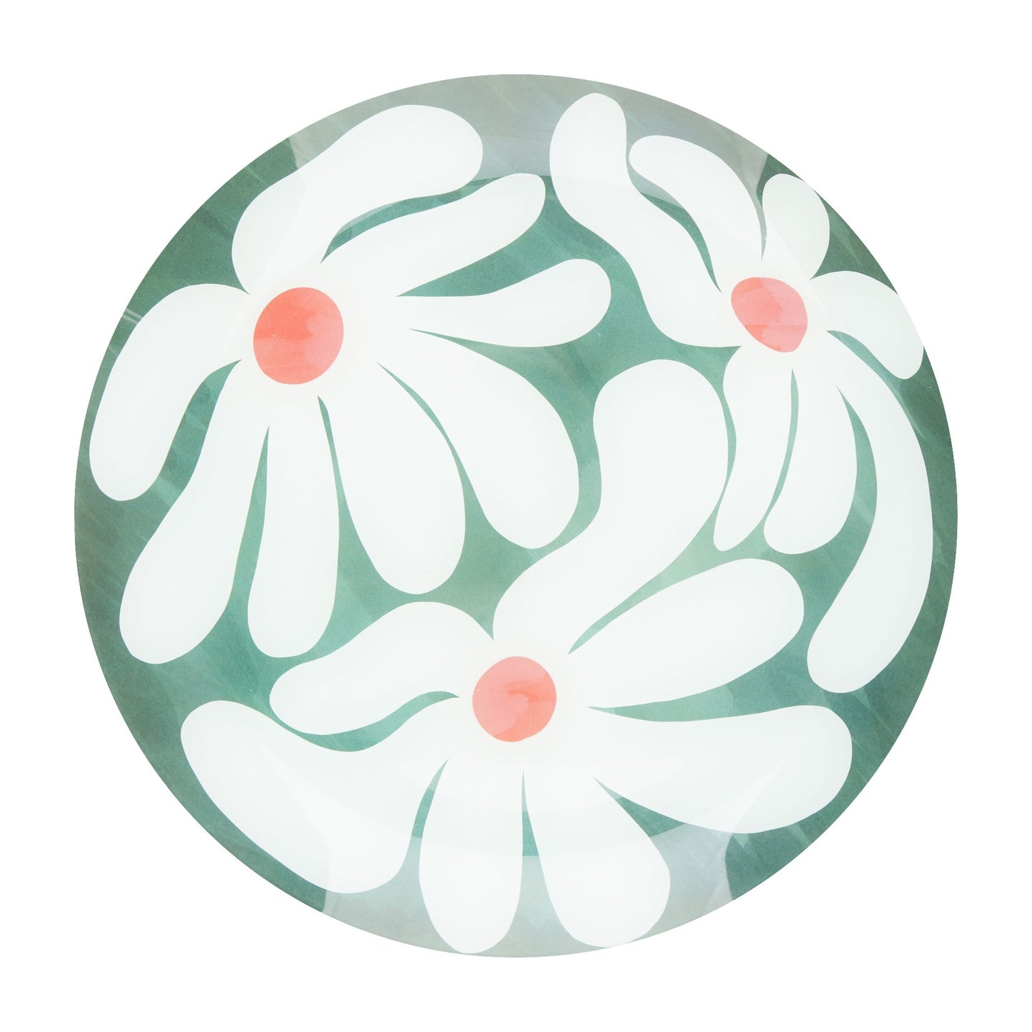 Lulu Extra Large Lulu Green Flower Glas Plate - Emporium