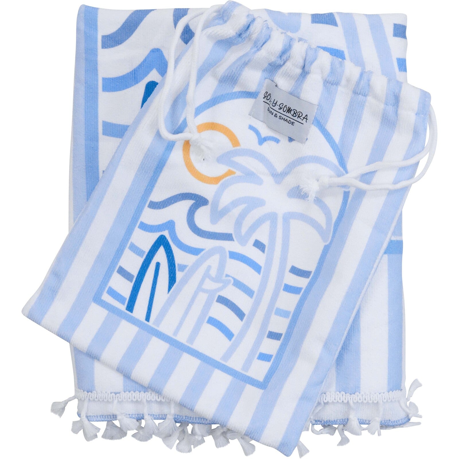 Kids Poncho Towel W/bag Summer Blues