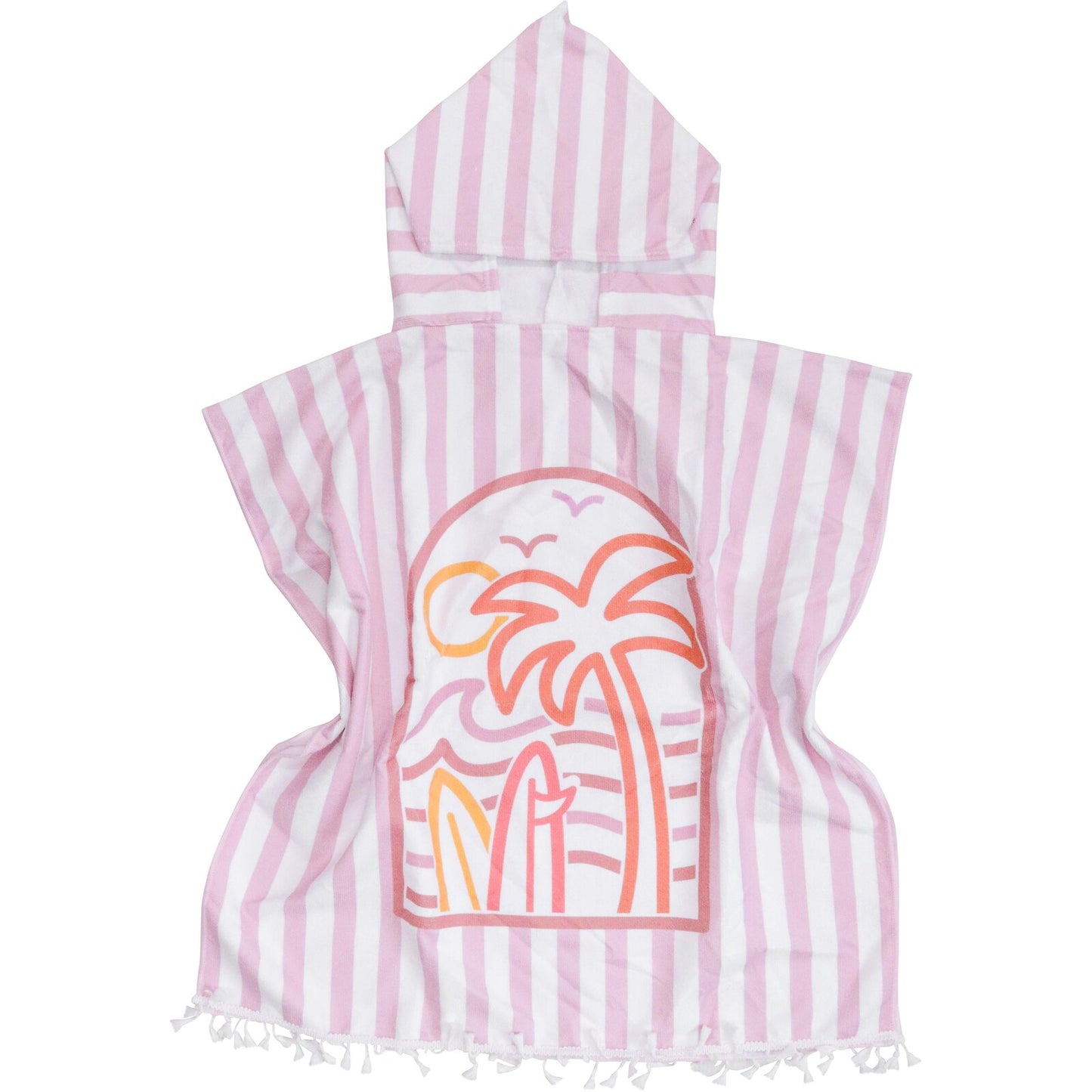 Kids Poncho Towel W/bag Summer Pink