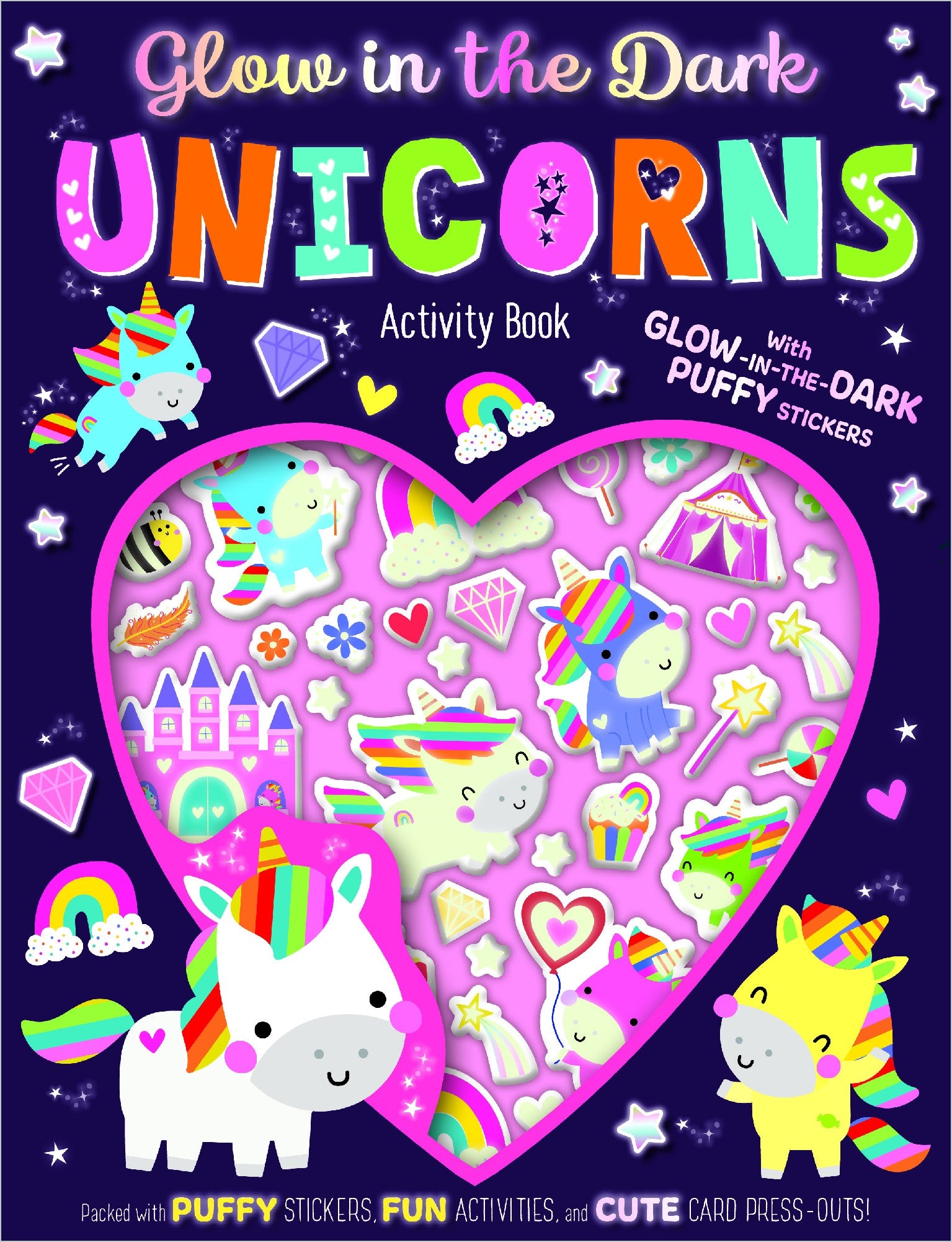 Glow In The Dark Unicorns: Activity Book (with Glow-in-the-dark Puffy Stickers)