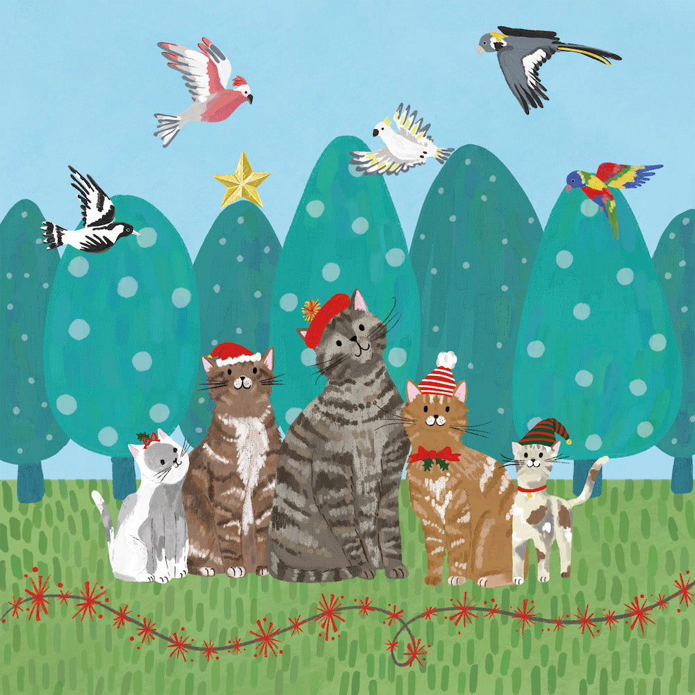 Christmas Charity Boxed Cards - Santa Cats Bcna