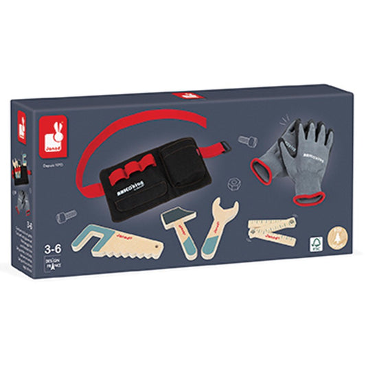 Janod Bricokids Diy Tool Belt And Gloves Set