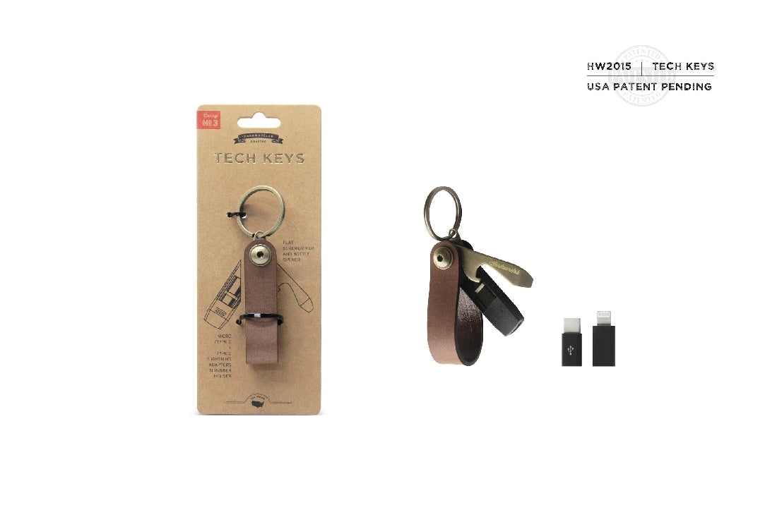 Hardwarelab Brown Leather Tagged Tech Keys